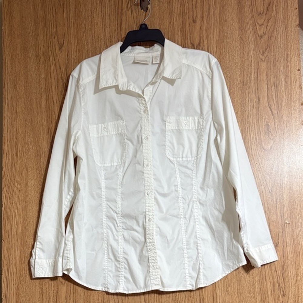 Chico's Cream Button-Up Blouse.